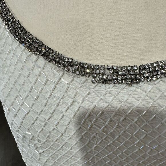 MAC DUGGAL Women’s Beaded Spaghetti Strap Column Gown in the Size 6 in White - Picture 10 of 16